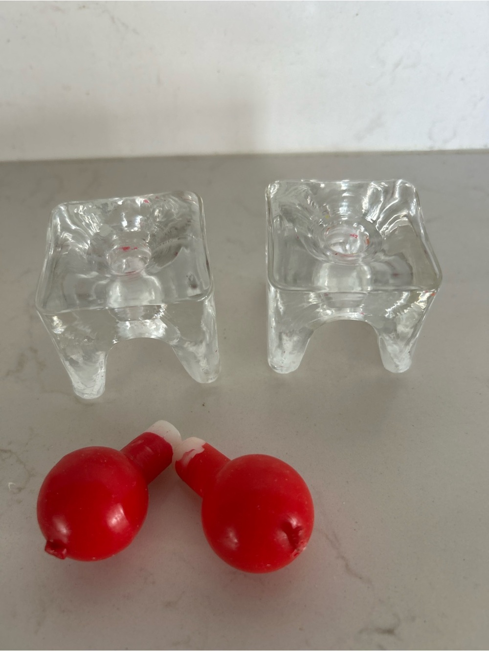 Vintage FINLAND RI-JALKA Clear Glass Holders / Napkin holder .